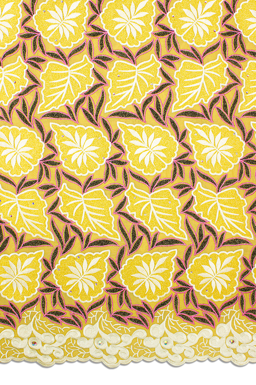Celebrant Swiss Voile Lace - SWC081 - Golden Yellow, Cream & Black with Pink