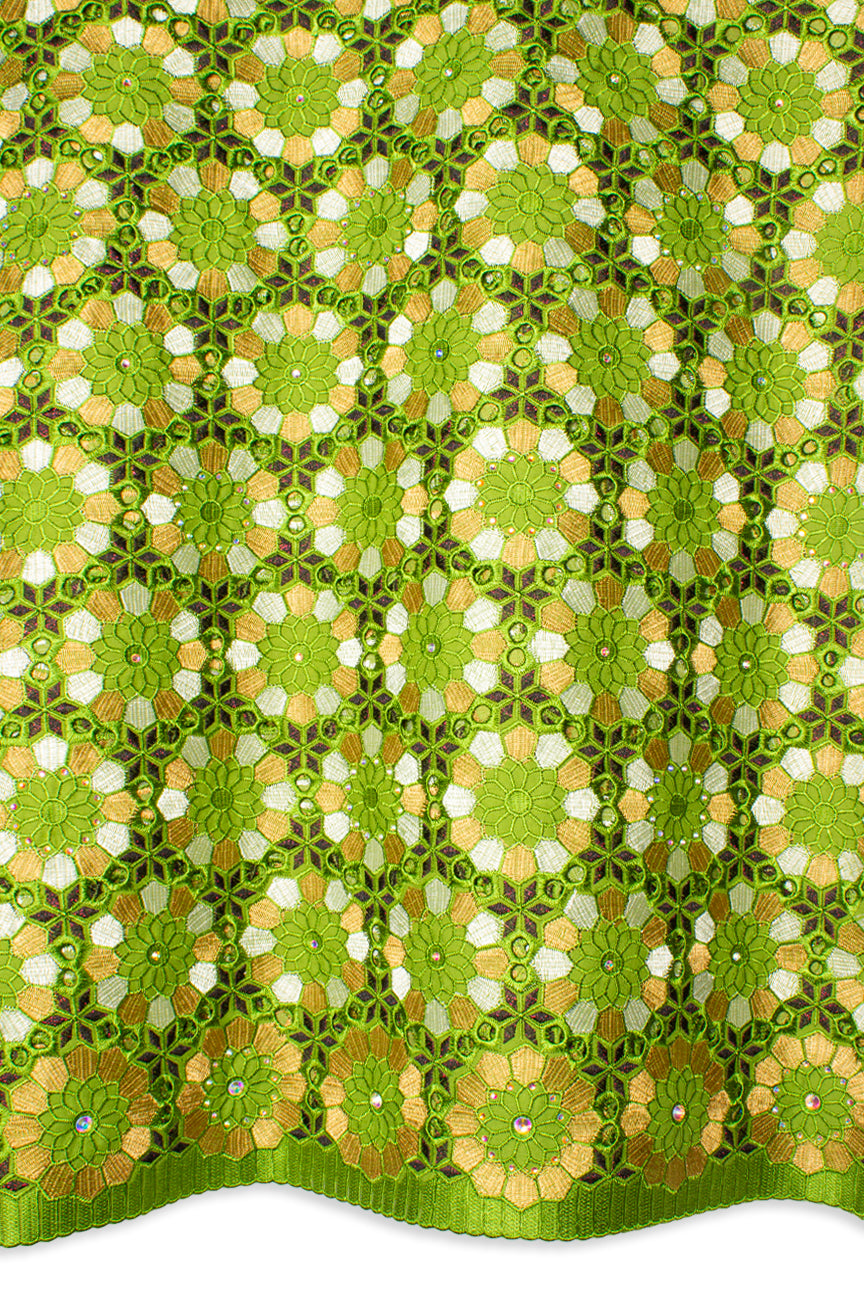 Celebrant Swiss Voile Lace - SWC096 - Lime Green & Gold