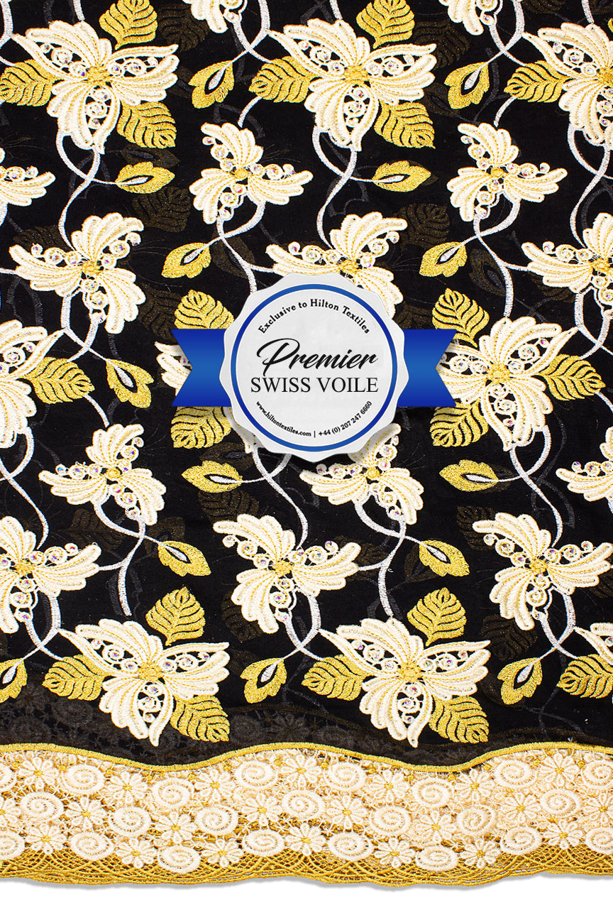 Celebrant Swiss Voile Lace - SWC054 - Black & Gold