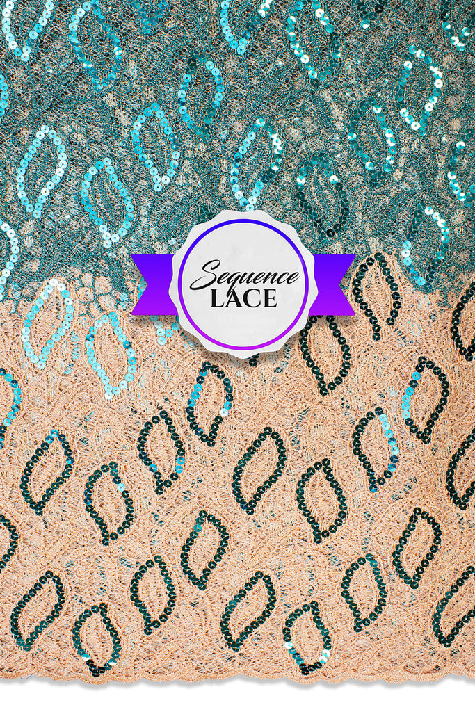 Sequence Lace - SEQ011 - Teal & Peach