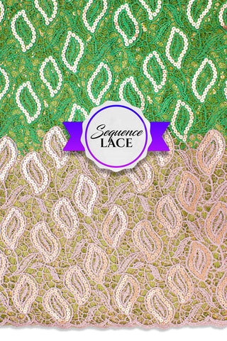 Sequence Lace - SEQ011 - Emerald Green & Pink