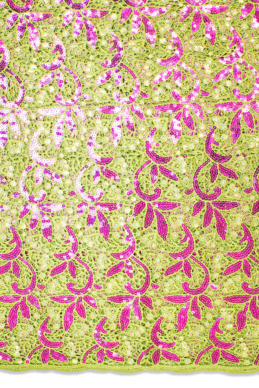 Sequence Lace - SEQ012 - Lime Green & Fuchsia
