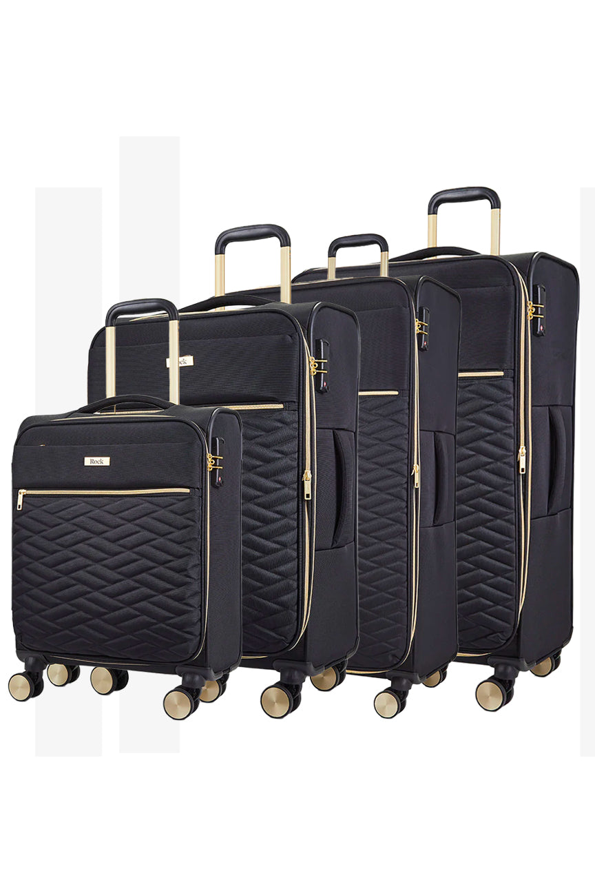 Rock Luggage Solane 4-Piece Suitcase Set in Black - RL002