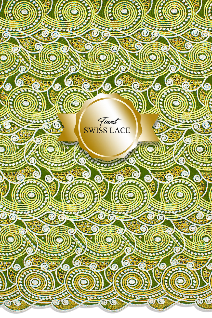 FSL655 - Stunning Fine Swiss Lace - Golden Moss