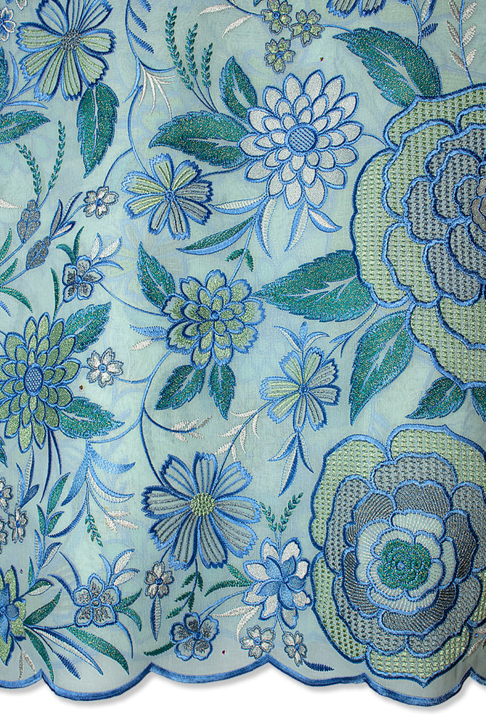 FSL762 - Stunning Fine Swiss Lace - Aqua, Sky Blue & Mint Green