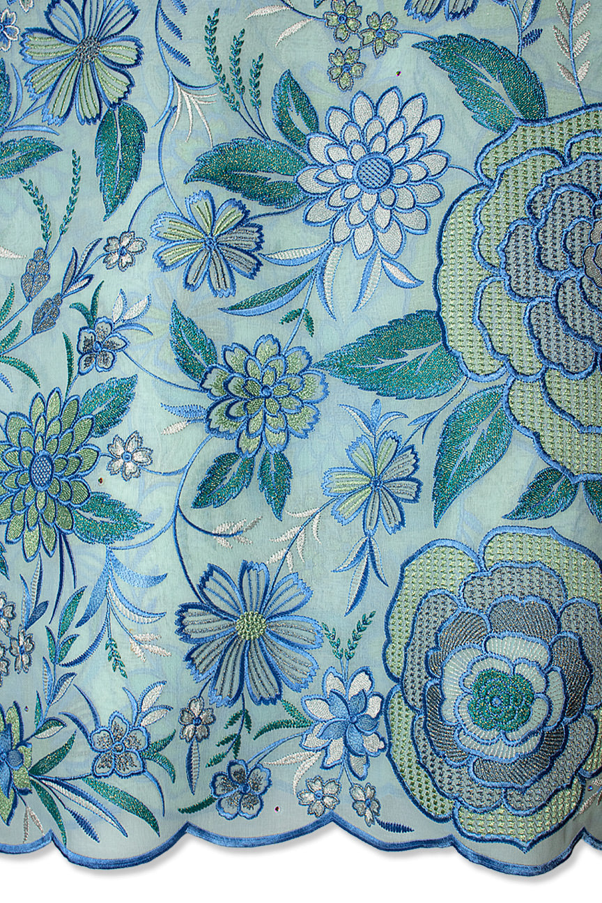 FSL762 - Stunning Fine Swiss Lace - Aqua, Sky Blue & Mint Green