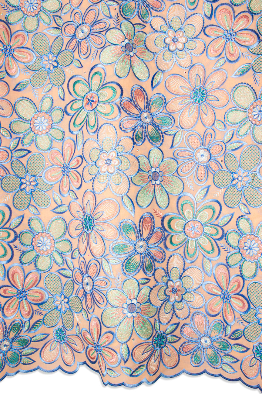 FSL733 - Stunning Fine Swiss Lace - Light Pink, Blue & Aqua Green