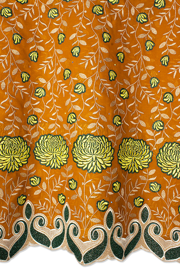 FSL721 - Stunning Fine Swiss Lace - Firery Brown, Turquoise & Gold