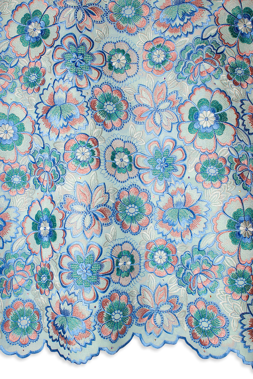 FSL742 - Stunning Fine Swiss Lace - Baby Blue, Pink & Aqua