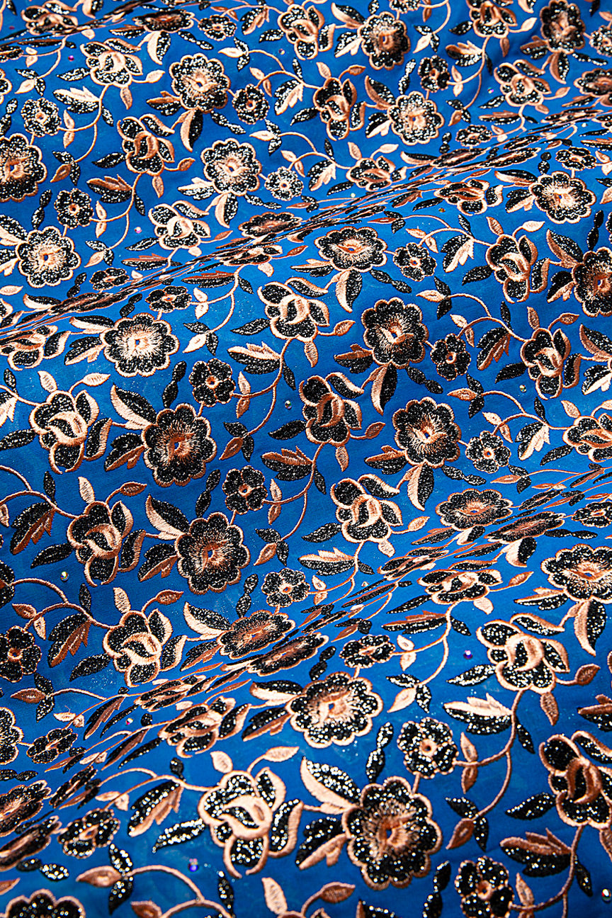 FSL735 - Stunning Fine Swiss Lace - Royal Blue & Light Pink