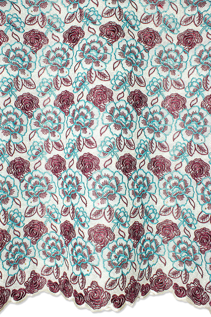 FSL722 - Stunning Fine Swiss Lace - Mint, Turquoise & Burgandy