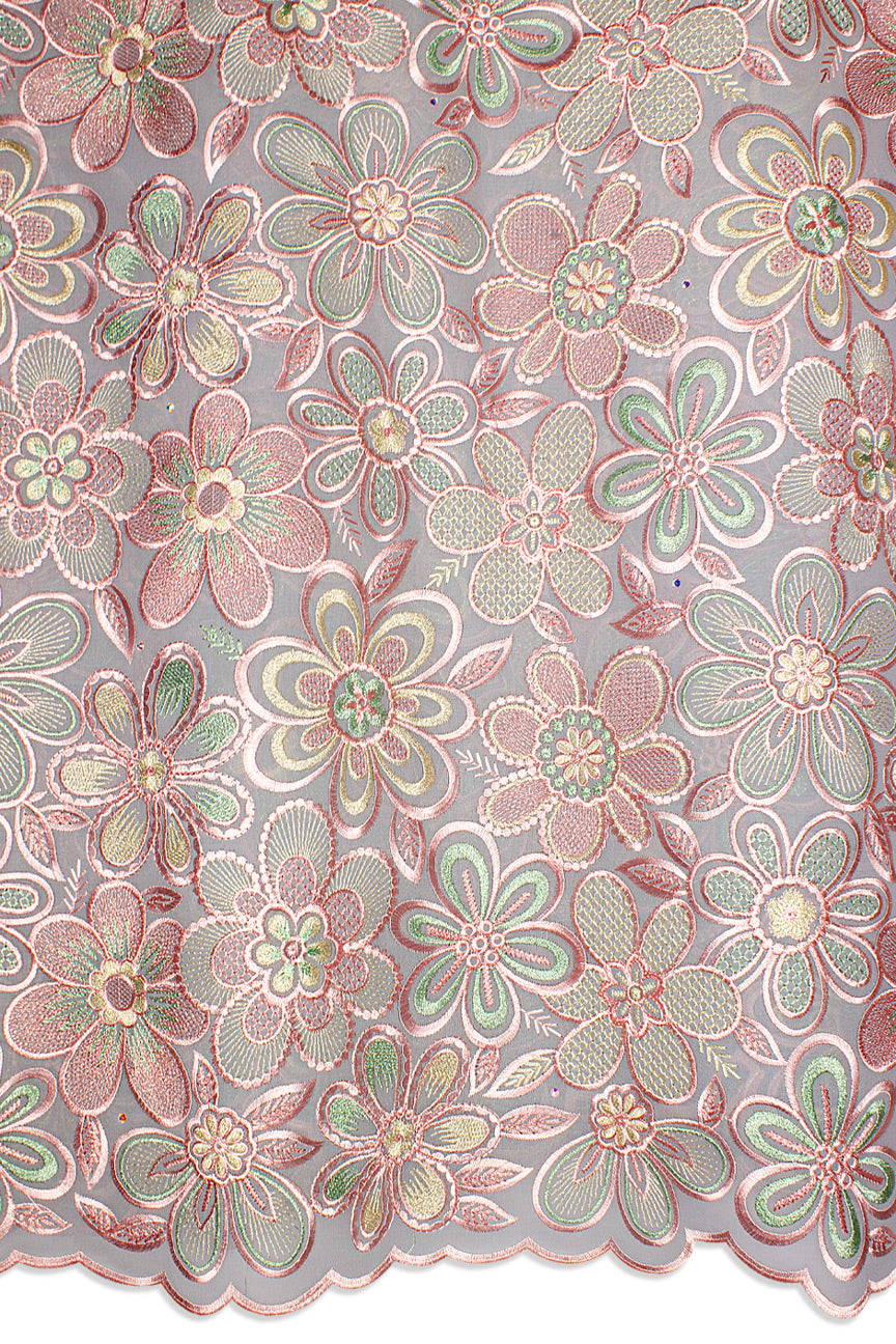 FSL733 - Stunning Fine Swiss Lace - Ash, Pink & Gold