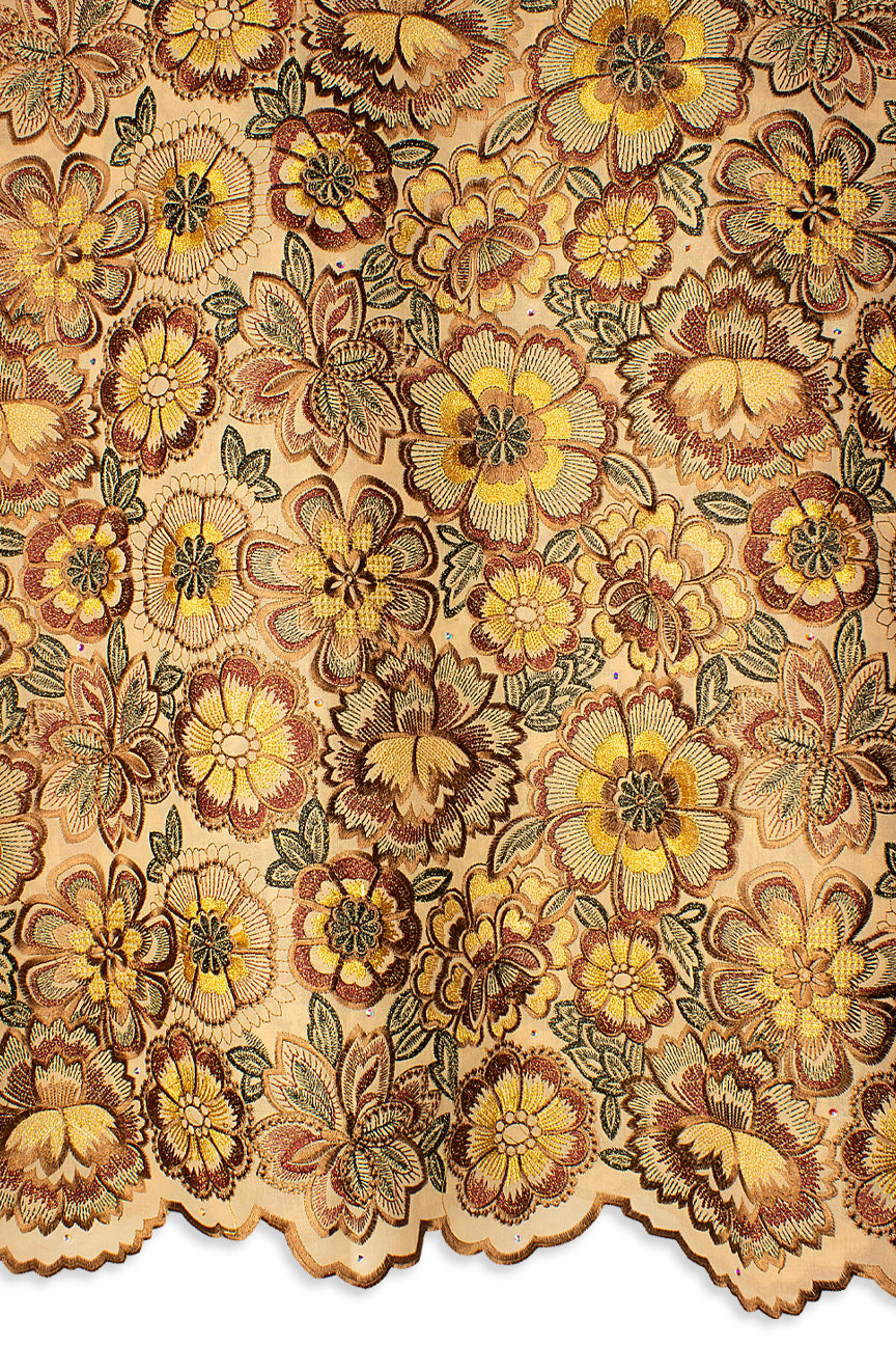 FSL742 - Stunning Fine Swiss Lace - Golden Brown, Gold & Black