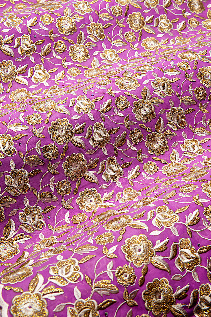 FSL736 - Stunning Fine Swiss Lace - Purple & Gold