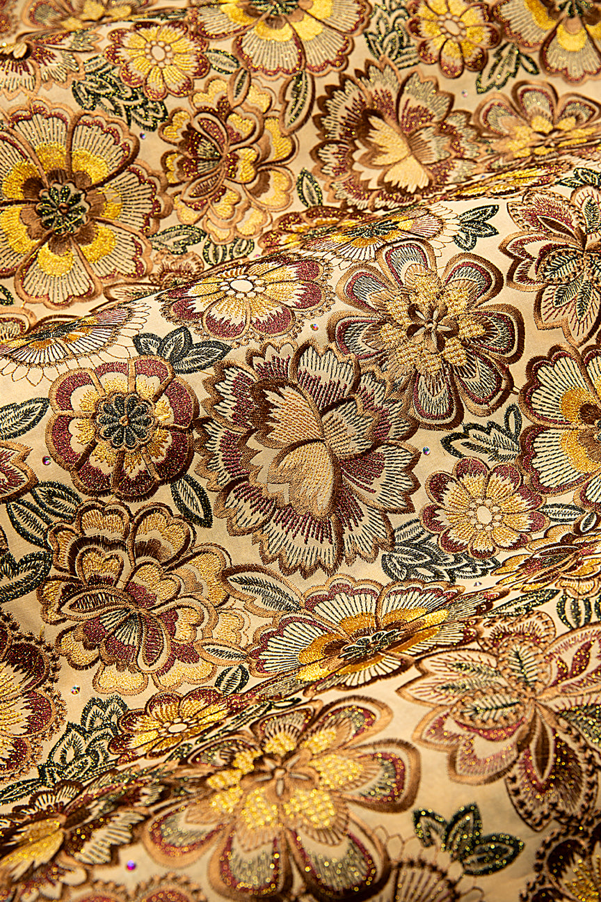 FSL742 - Stunning Fine Swiss Lace - Golden Brown, Gold & Black