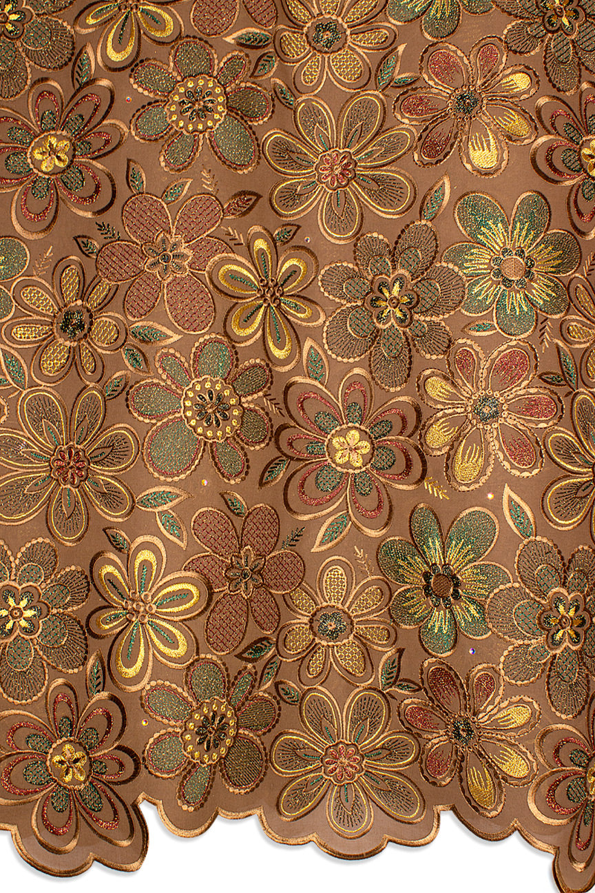 FSL733 - Stunning Fine Swiss Lace - Brown, Black & Gold