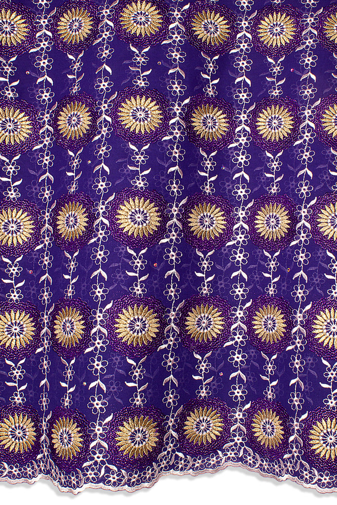 FSL745 - Stunning Fine Swiss Lace - Royal Purple & Gold