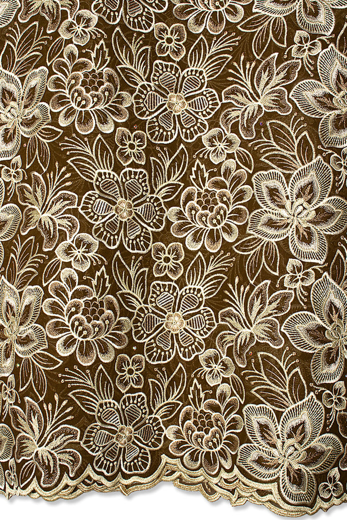 FSL761 - Stunning Fine Swiss Lace - Brown & Gold