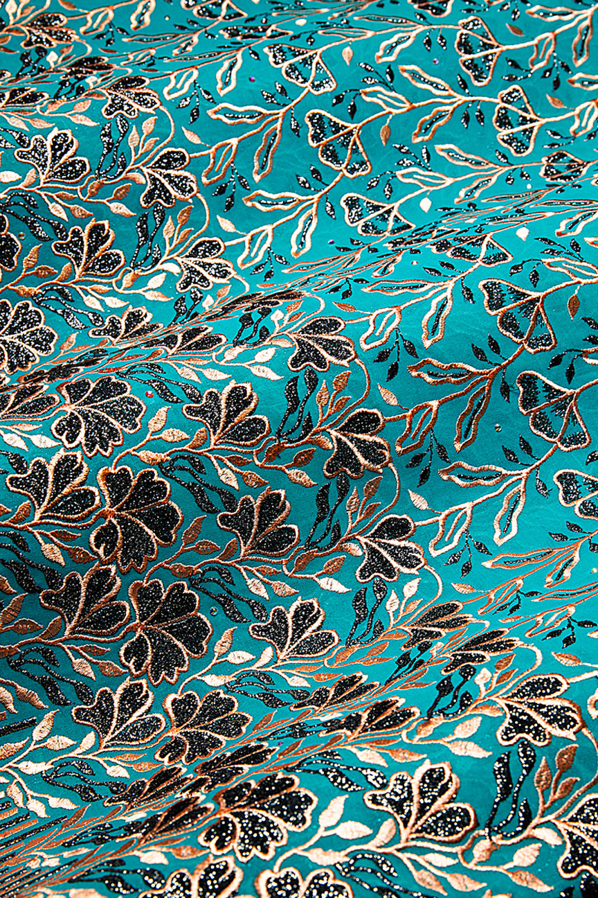 FSL737 - Stunning Fine Swiss Lace - Turquoise & Peach