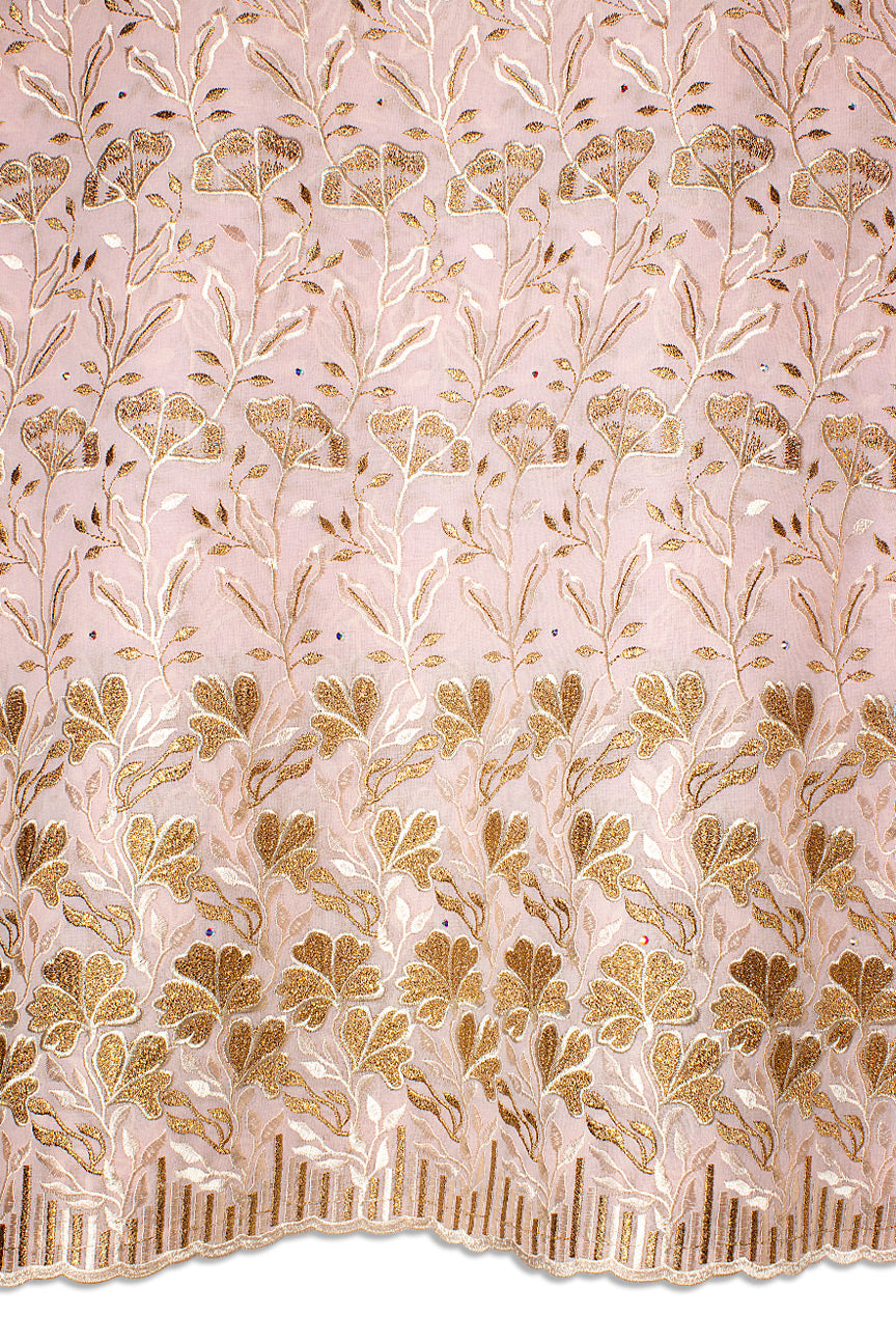 FSL738 - Stunning Fine Swiss Lace - Light Pink & Gold