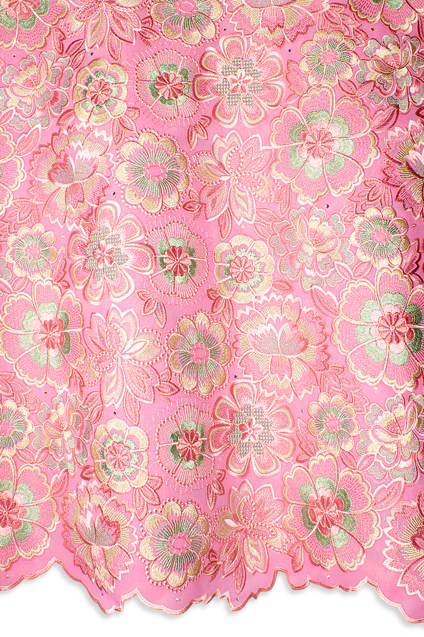 FSL742 - Stunning Fine Swiss Lace - Sunshine Pink, Gold & Bright Ash
