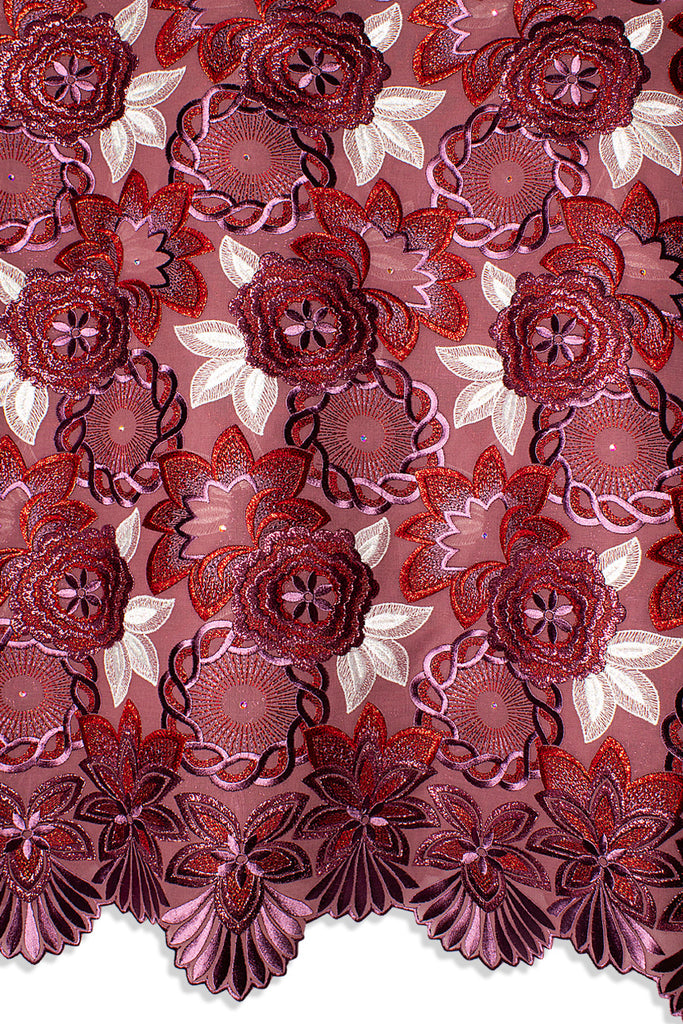 FSL746 - Stunning Fine Swiss Lace - Rose Pink, Purple & Cream