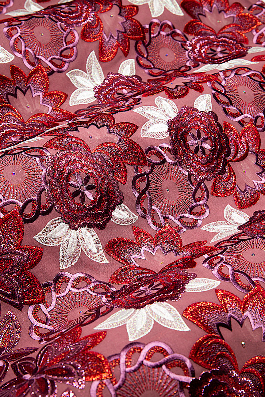 FSL746 - Stunning Fine Swiss Lace - Rose Pink, Purple & Cream