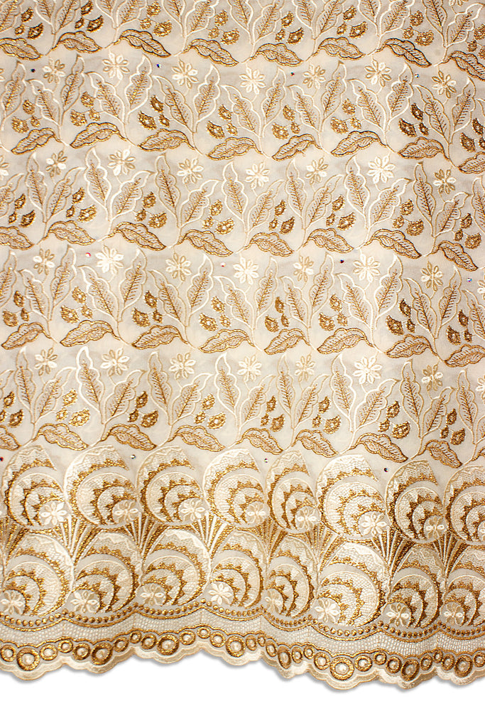 FSL739 - Stunning Fine Swiss Lace - Cream & Gold