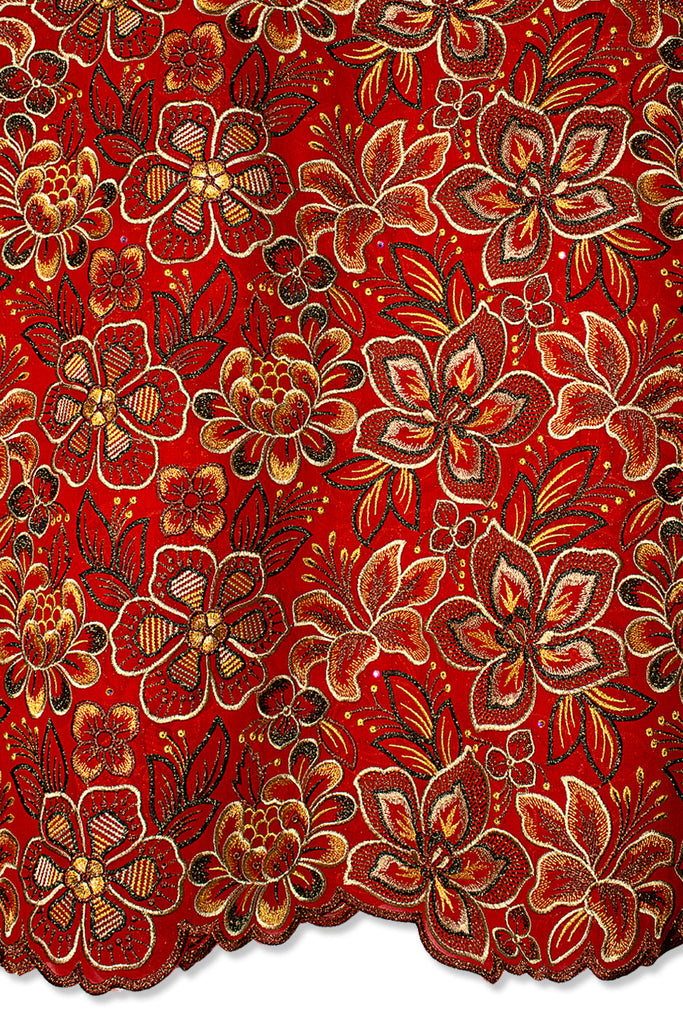 FSL761 - Stunning Fine Swiss Lace - Royal Red, Black & Gold