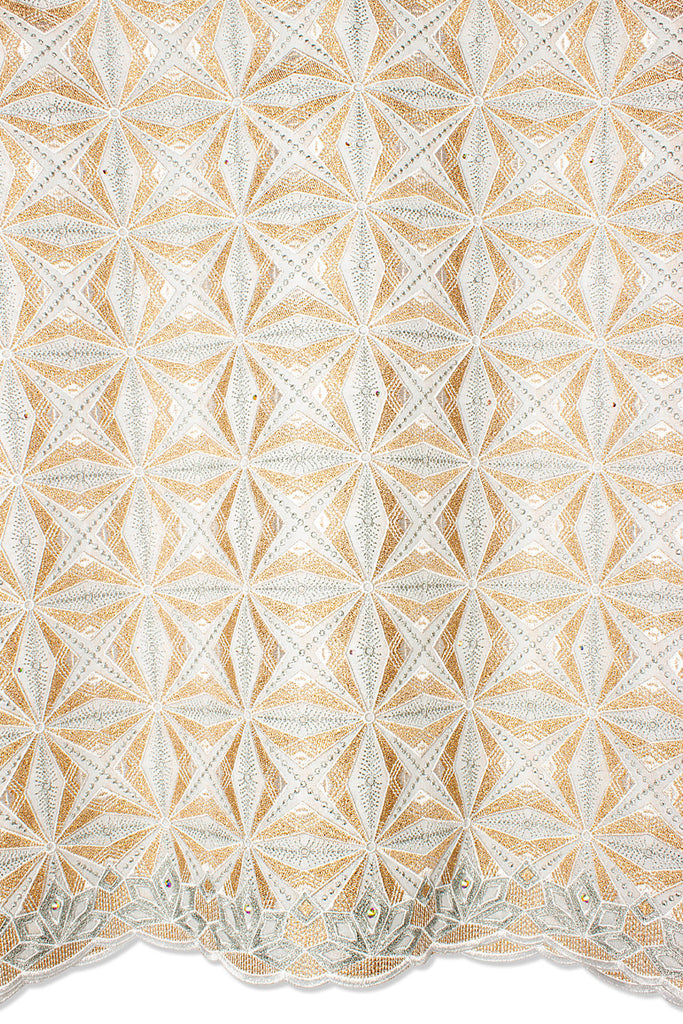 FSL726 - Stunning Fine Swiss Lace - Cream, Gold & Silver