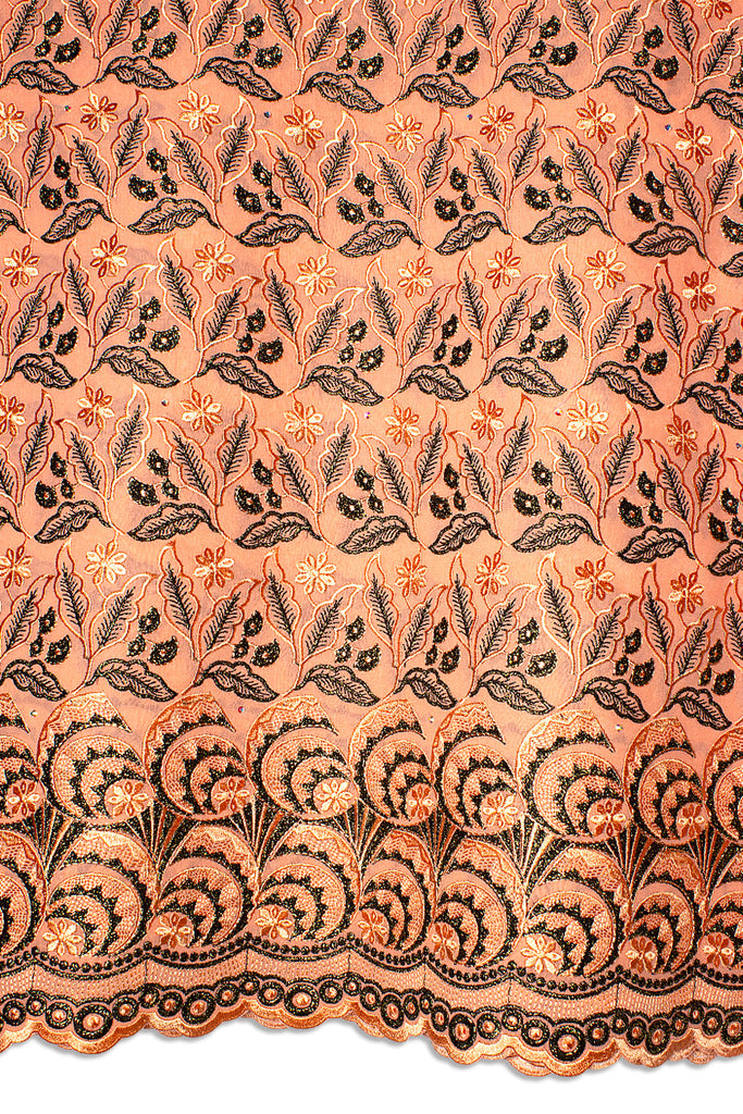 FSL740 - Stunning Fine Swiss Lace - Peach & Black