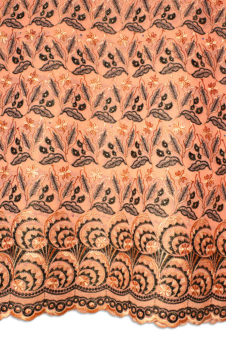 FSL740 - Stunning Fine Swiss Lace - Peach & Black