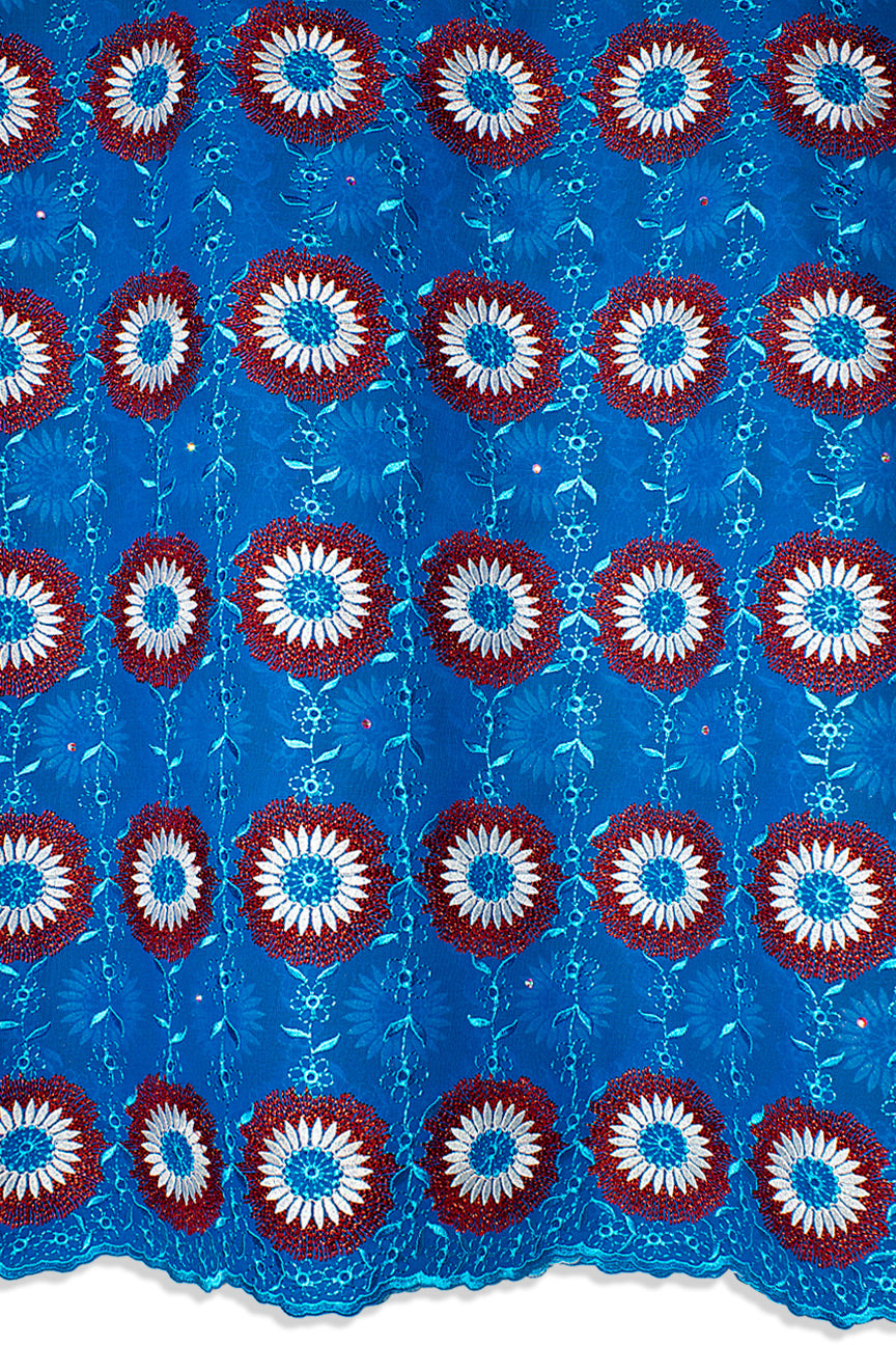 FSL749 - Stunning Fine Swiss Lace - Sky Blue & Maroon
