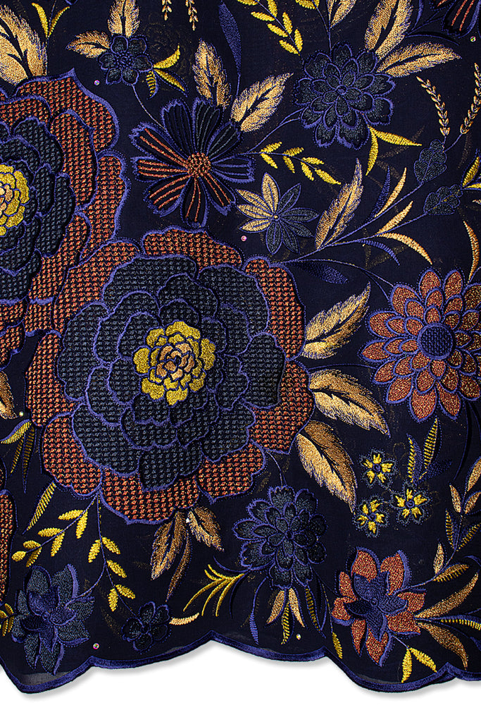 FSL762 - Stunning Fine Swiss Lace - Black, Burgundy Red & Gold