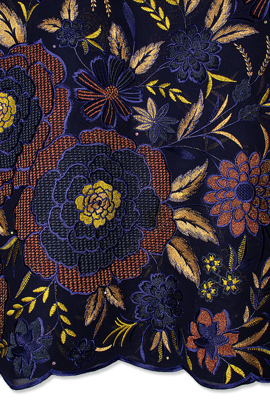 FSL762 - Stunning Fine Swiss Lace - Black, Burgundy Red & Gold