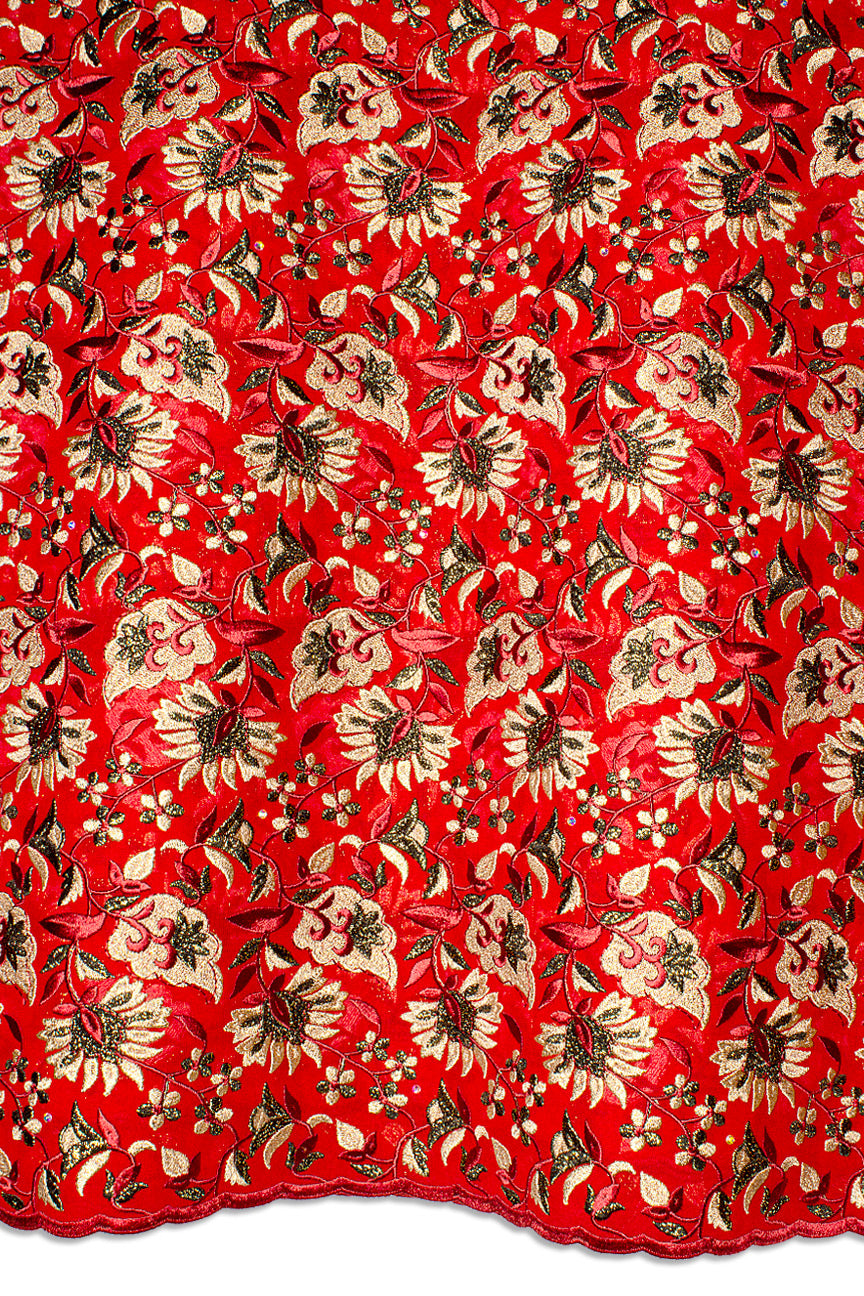 FSL741 - Stunning Fine Swiss Lace - Royal Red, Black & Gold