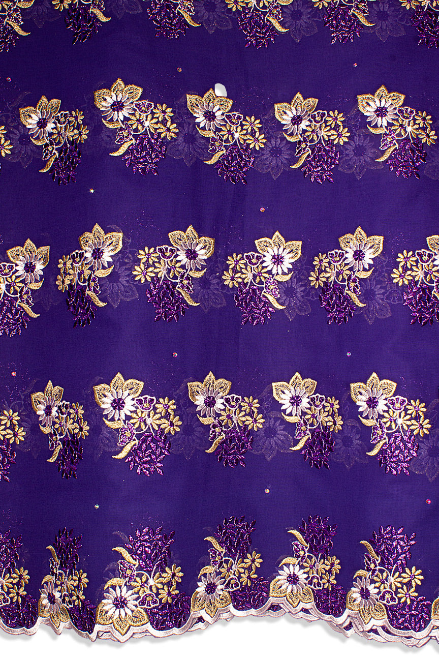 FSL750 - Stunning Fine Swiss Lace - Royal Purple & Gold