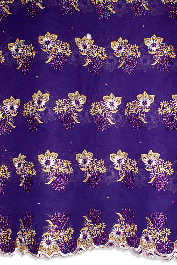FSL750 - Stunning Fine Swiss Lace - Royal Purple & Gold
