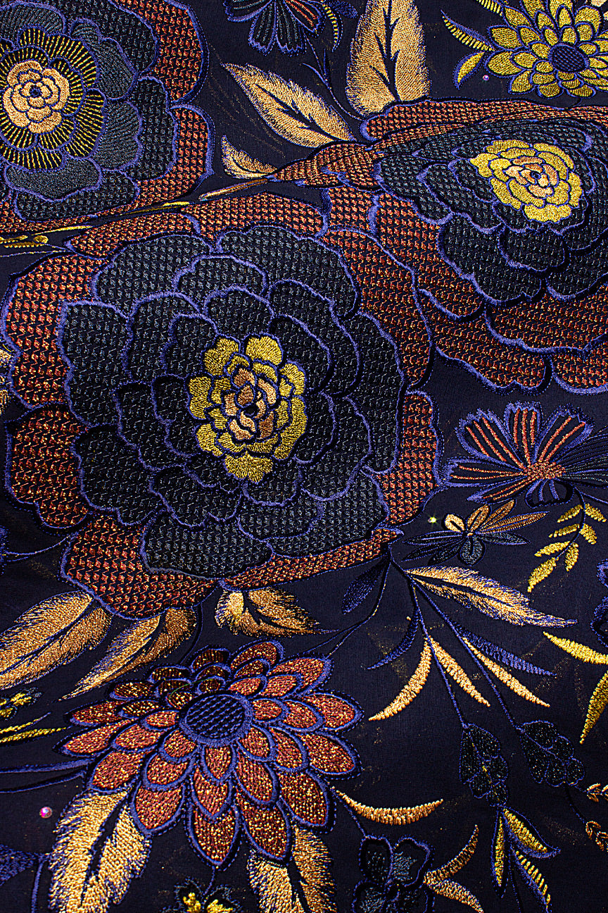 FSL762 - Stunning Fine Swiss Lace - Black, Burgundy Red & Gold