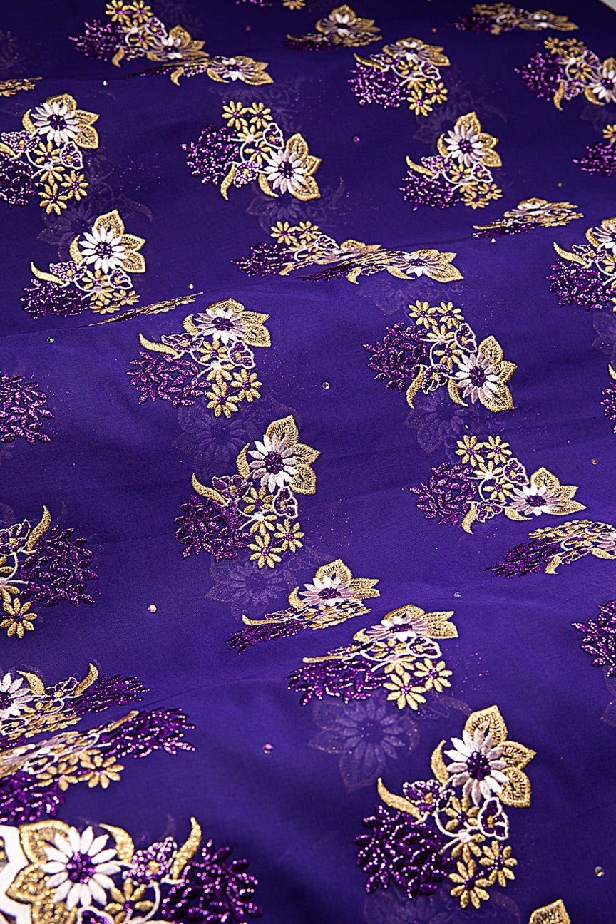 FSL750 - Stunning Fine Swiss Lace - Royal Purple & Gold