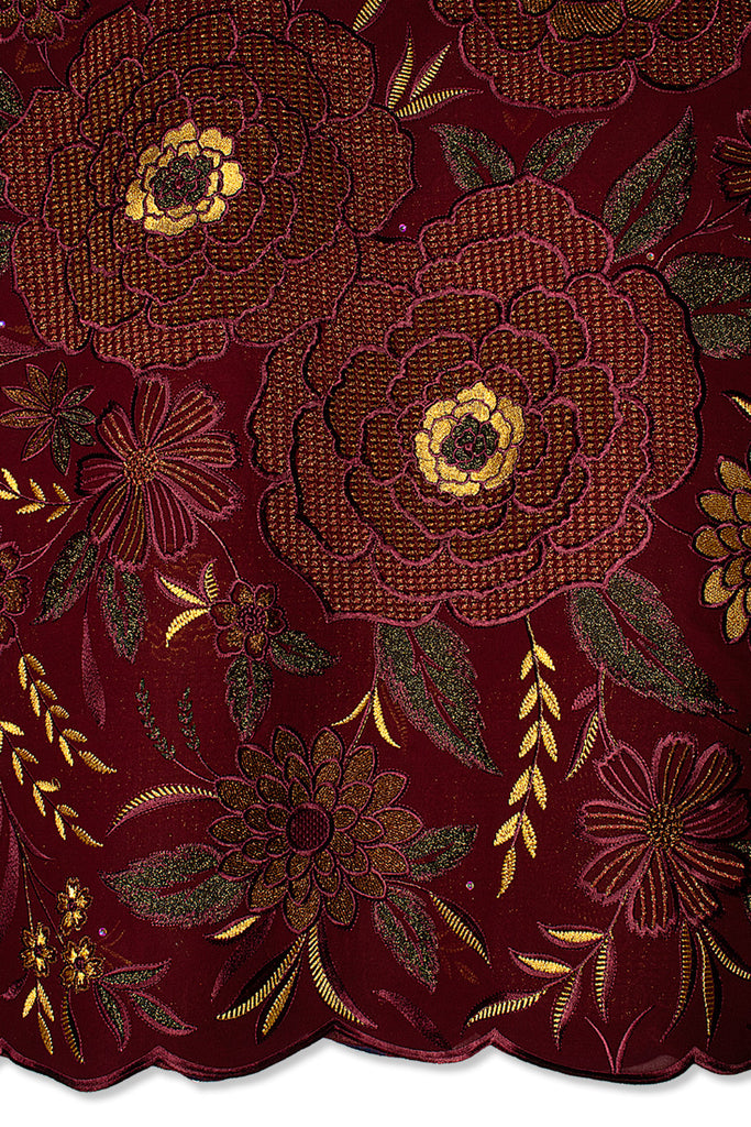 FSL762 - Stunning Fine Swiss Lace - Wine & Gold