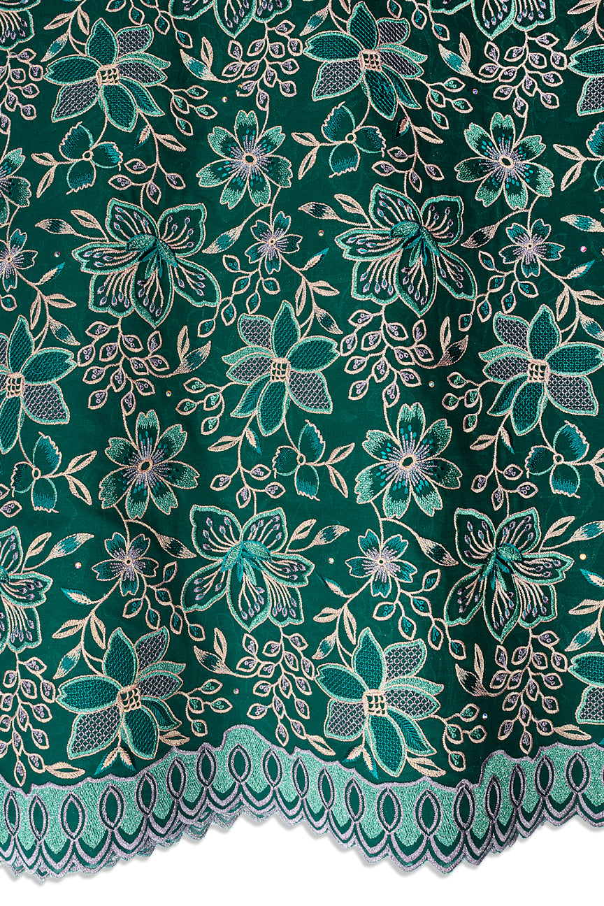 FSL802 - Stunning Fine Swiss Lace - Emerald Green & Pink