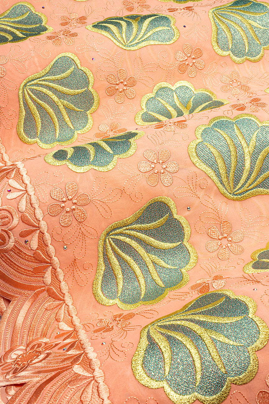 FSL764 - Stunning Fine Swiss Lace - Peach, Turquoise & Gold