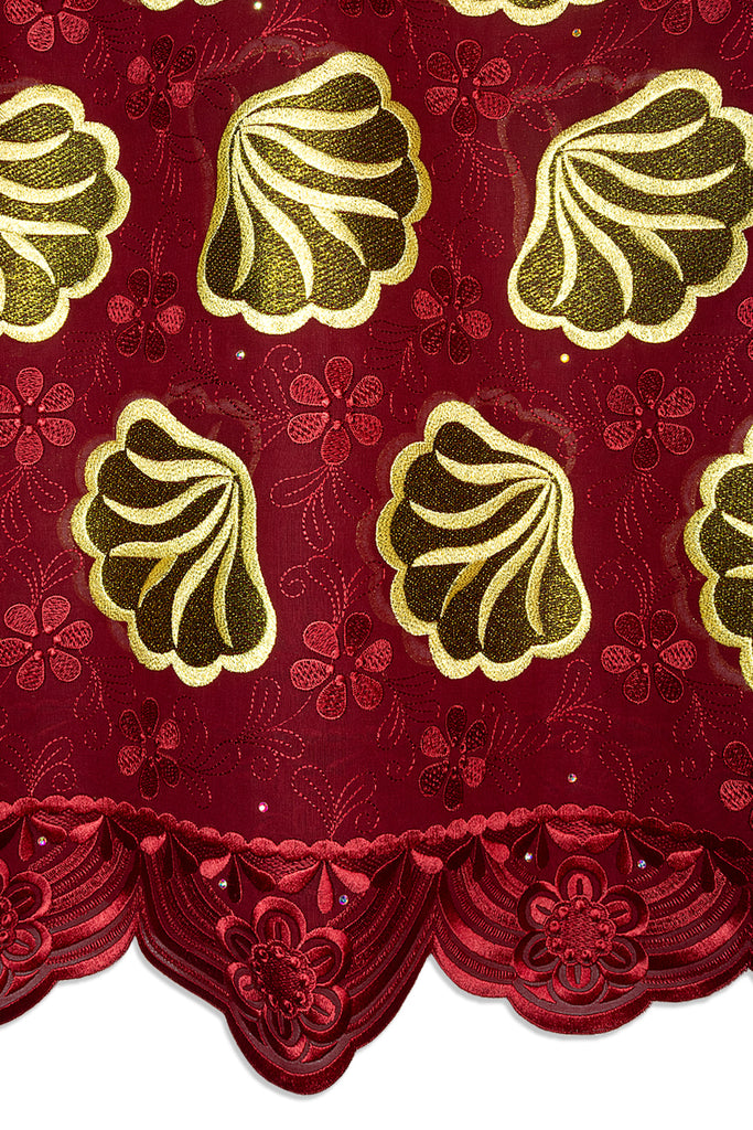 FSL764 - Stunning Fine Swiss Lace - Royal Deep Red & Gold