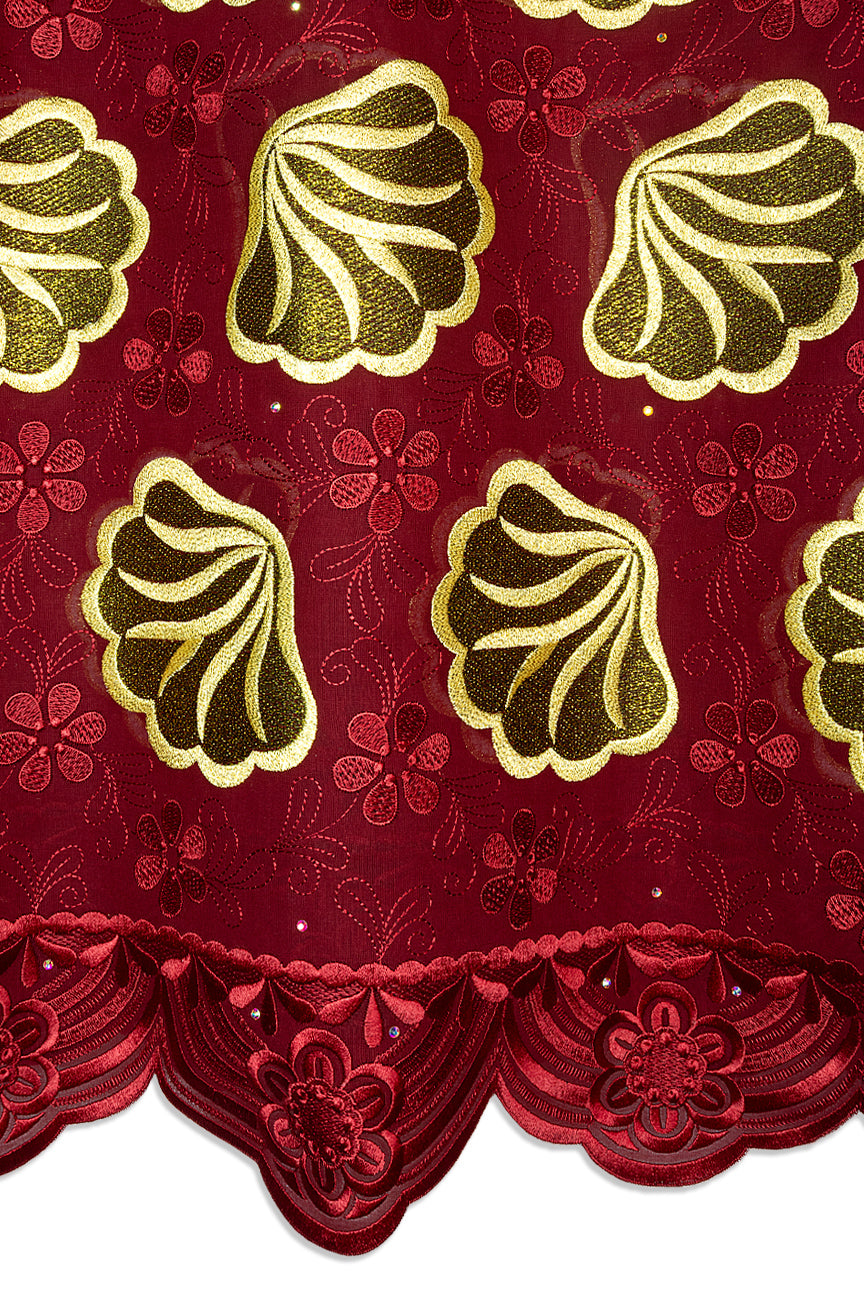 FSL764 - Stunning Fine Swiss Lace - Royal Deep Red & Gold