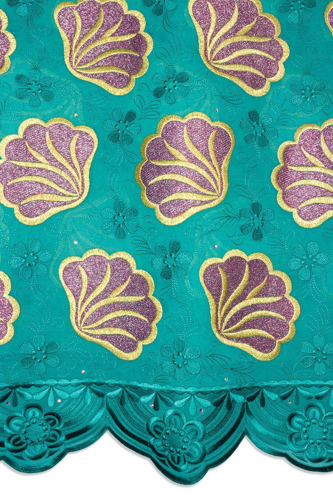 FSL764 - Stunning Fine Swiss Lace - Turquoise, Lavender & Gold