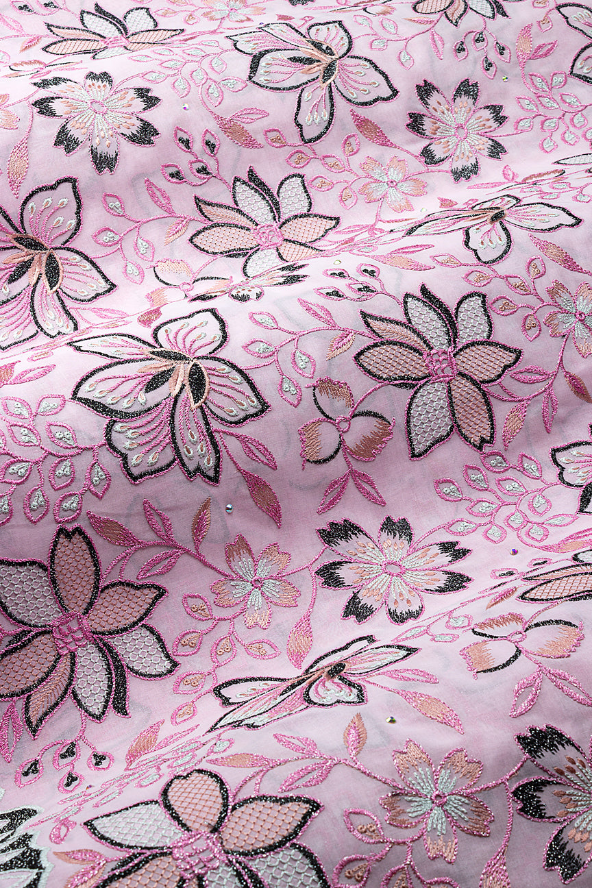 FSL802 - Stunning Fine Swiss Lace - Pink & Black