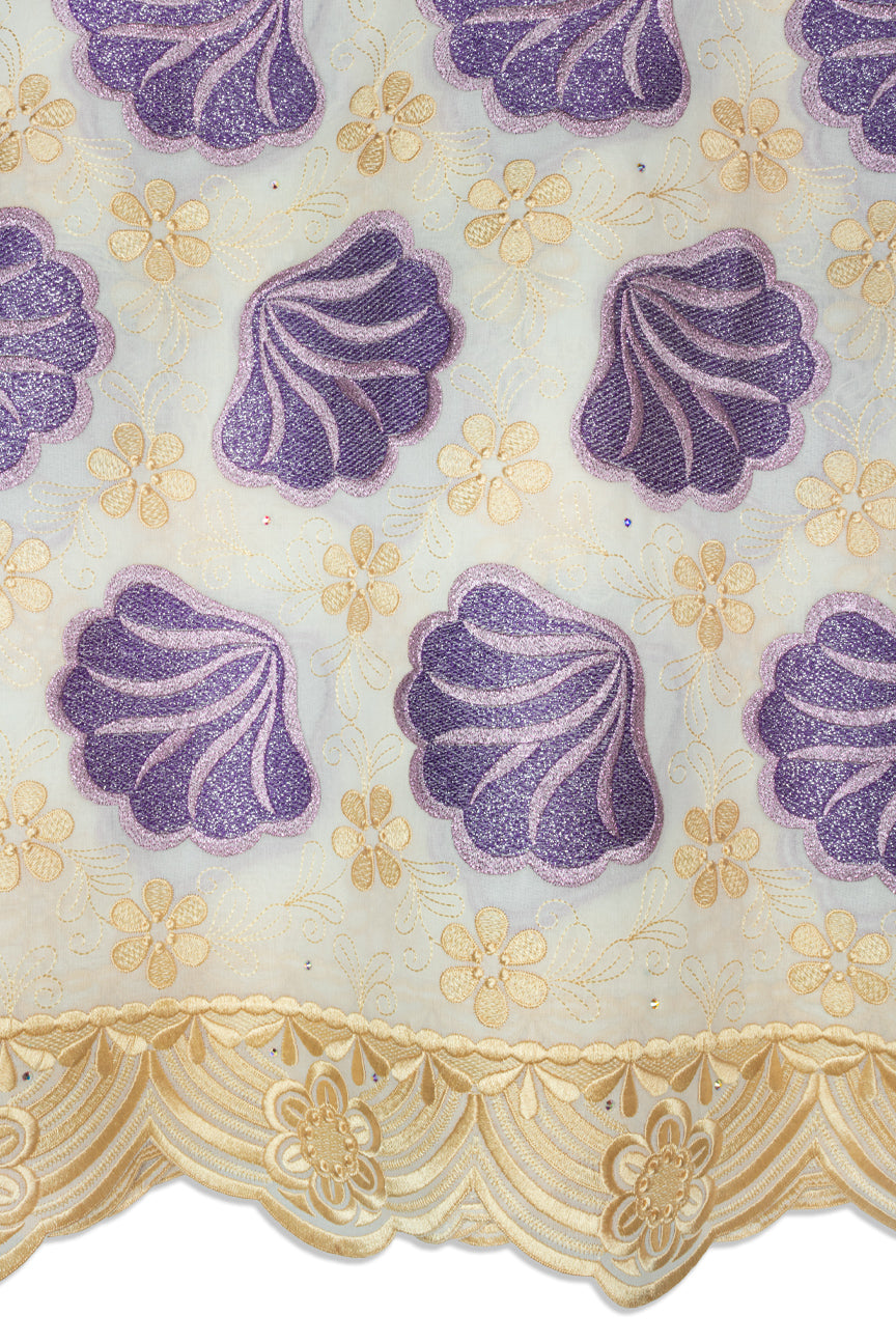 FSL764 - Stunning Fine Swiss Lace - Off White, Lavender & Gold