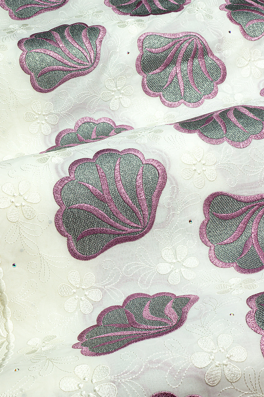 FSL764 - Stunning Fine Swiss Lace - Milky White, Lavender & Black