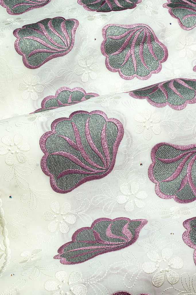 FSL764 - Stunning Fine Swiss Lace - Milky White, Lavender & Black